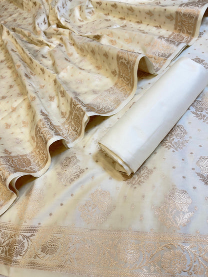 White Semi Silk Floral Rose Booti Banarasi Suit 900AJ_SSLK14