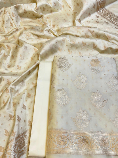 White Semi Silk Floral Rose Booti Banarasi Suit 900AJ_SSLK14