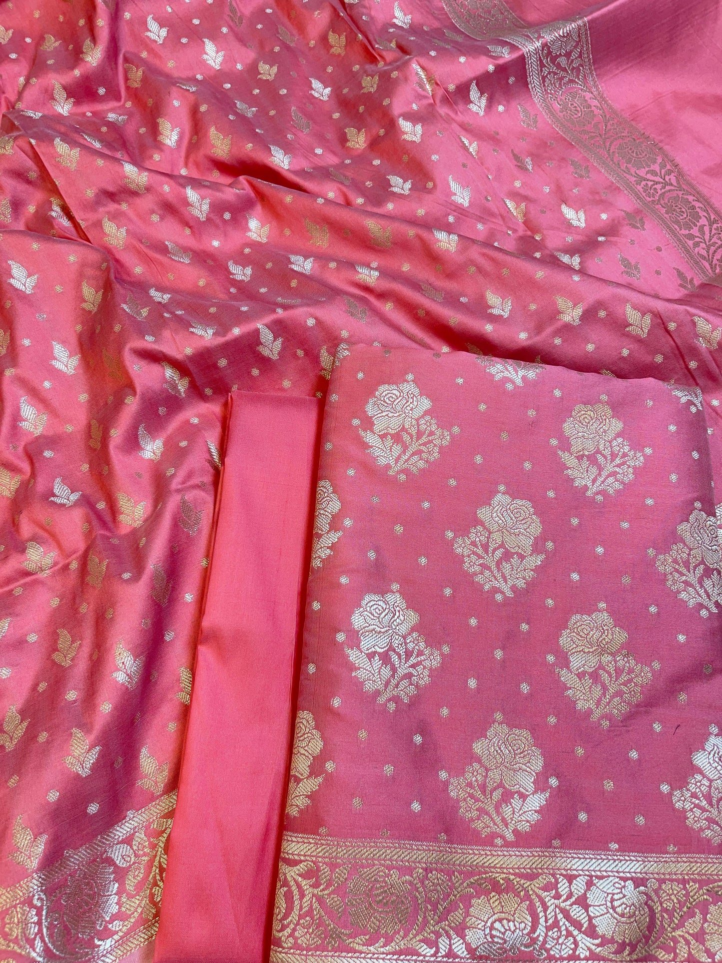 Peach Semi Silk Floral Rose Booti Banarasi Suit 900AJ_SSLK15