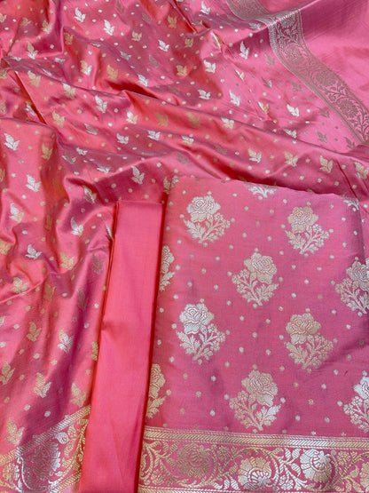 Peach Semi Silk Floral Rose Booti Banarasi Suit 900AJ_SSLK15