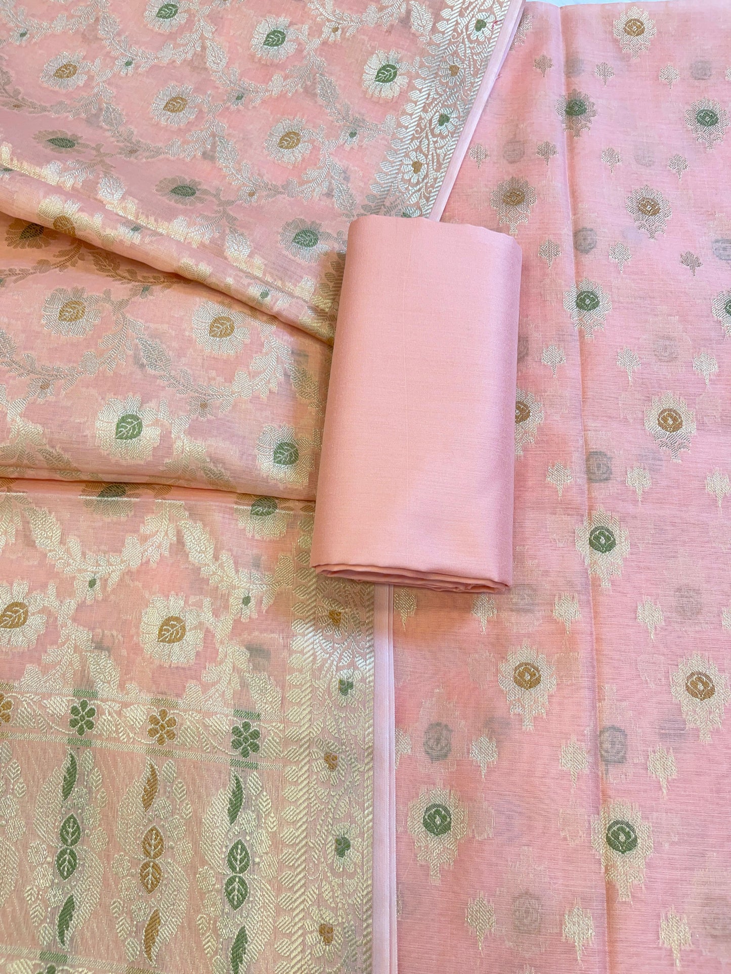 Peach Cotton Alfi Zari Resham Mina Booti Banarasi Suit 900SHL_AL1