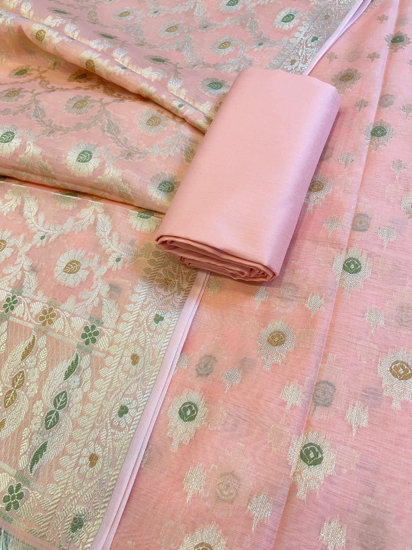 Peach Cotton Alfi Zari Resham Mina Booti Banarasi Suit 900SHL_AL1