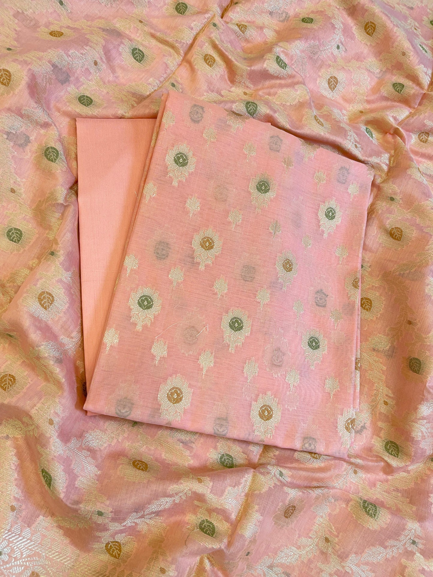 Peach Cotton Alfi Zari Resham Mina Booti Banarasi Suit 900SHL_AL1