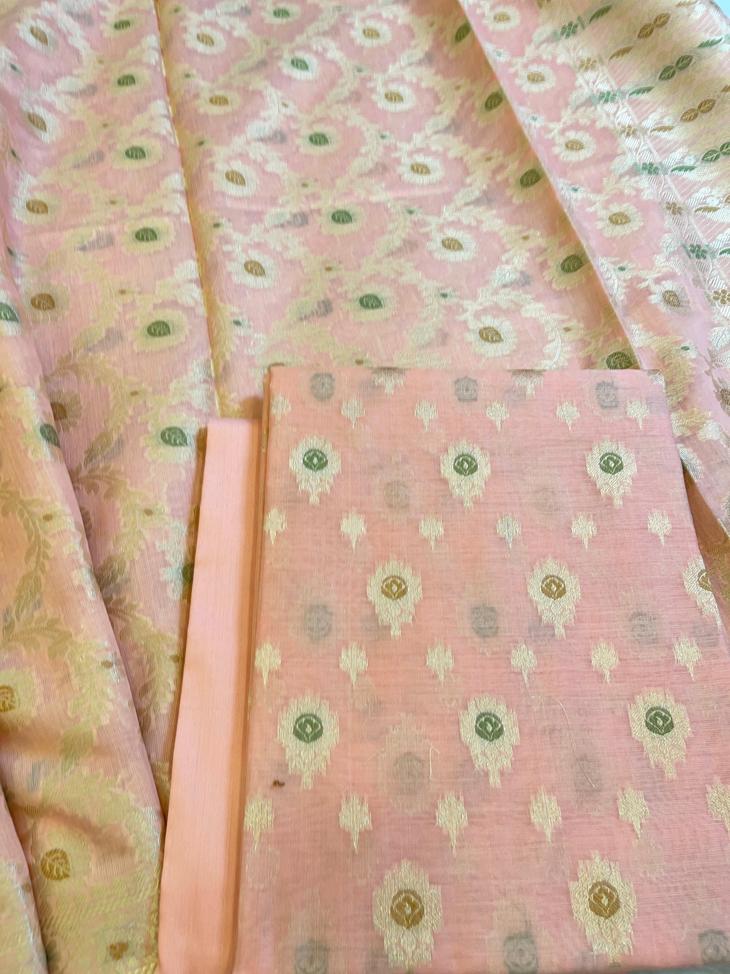Peach Cotton Alfi Zari Resham Mina Booti Banarasi Suit 900SHL_AL1
