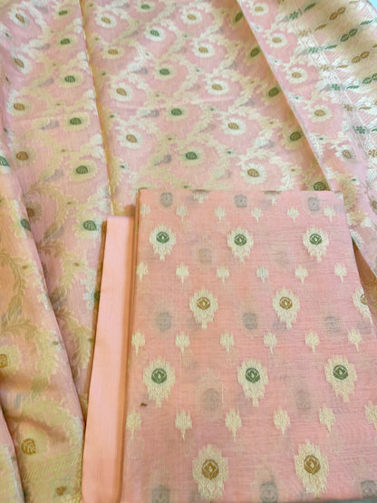 Peach Cotton Alfi Zari Resham Mina Booti Banarasi Suit 900SHL_AL1