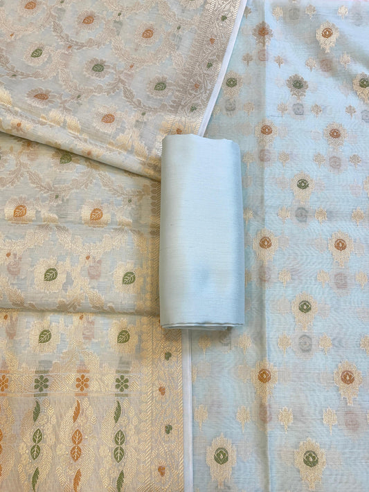 Seagreen Cotton Alfi Zari Resham Mina Booti Banarasi Suit 900SHL_AL3