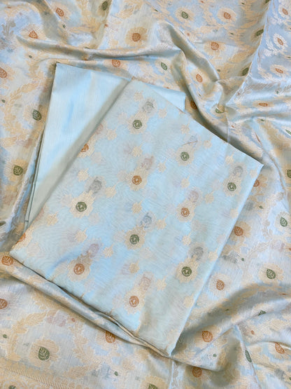 Seagreen Cotton Alfi Zari Resham Mina Booti Banarasi Suit 900SHL_AL3