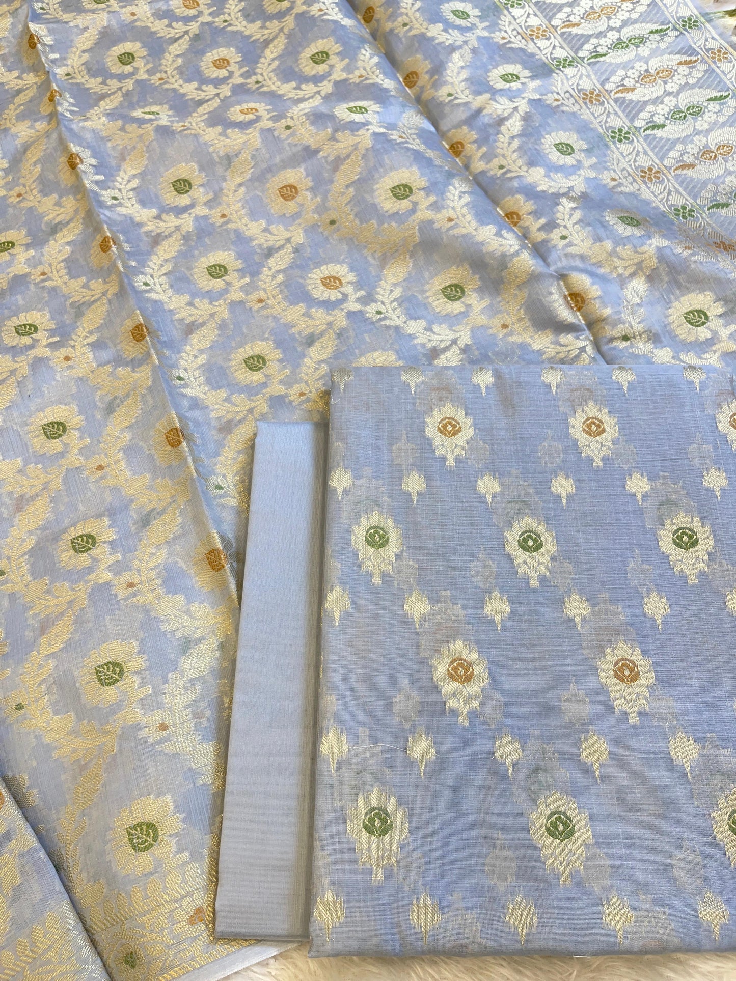 Beige Cotton Resham Floral Neem Zari Booti Banarasi Suit 155SHL_CNM1