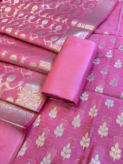 Pink Cotton Leaf Zari Booti Banarasi Suit 950SHL_CT3