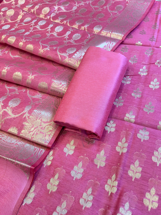 Pink Cotton Leaf Zari Booti Banarasi Suit 950SHL_CT3
