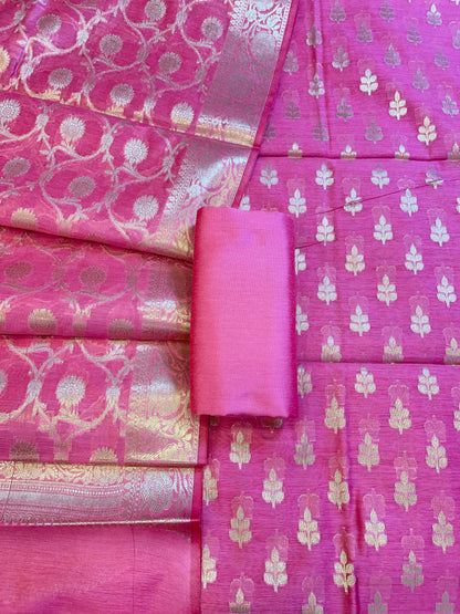 Pink Cotton Leaf Zari Booti Banarasi Suit 950SHL_CT3