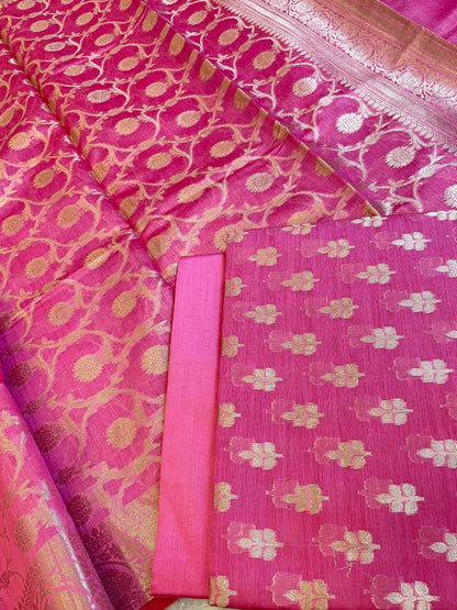 Pink Cotton Leaf Zari Booti Banarasi Suit 950SHL_CT3