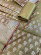 Olive Green Cotton Leaf Zari Booti Banarasi Suit 950SHL_CT4