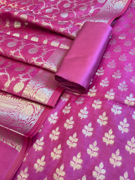 Magenta Cotton Leaf Zari Booti Banarasi Suit 950SHL_CT5