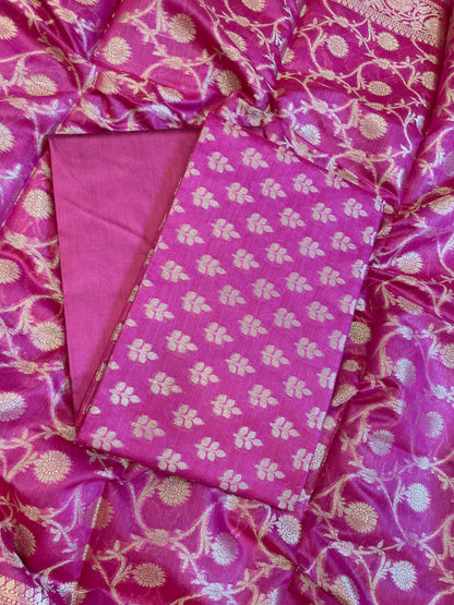 Magenta Cotton Leaf Zari Booti Banarasi Suit 950SHL_CT5