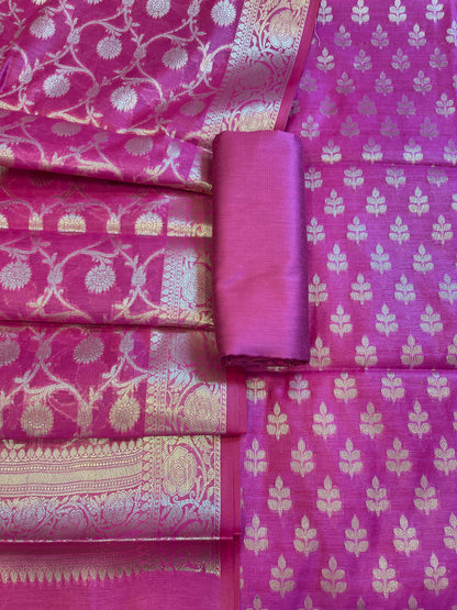 Magenta Cotton Leaf Zari Booti Banarasi Suit 950SHL_CT5