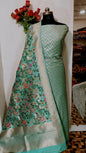 Green Katan Silk Zig-Zag With Multicolor Mina Jaal Dupatta Banarasi Suit Set 900SKL_KZ1