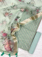 Mint Green Floral Organza Banarasi Suit with Golden Zari Stripe Top & Digital Printed Dupatta 900SKL_PMD4