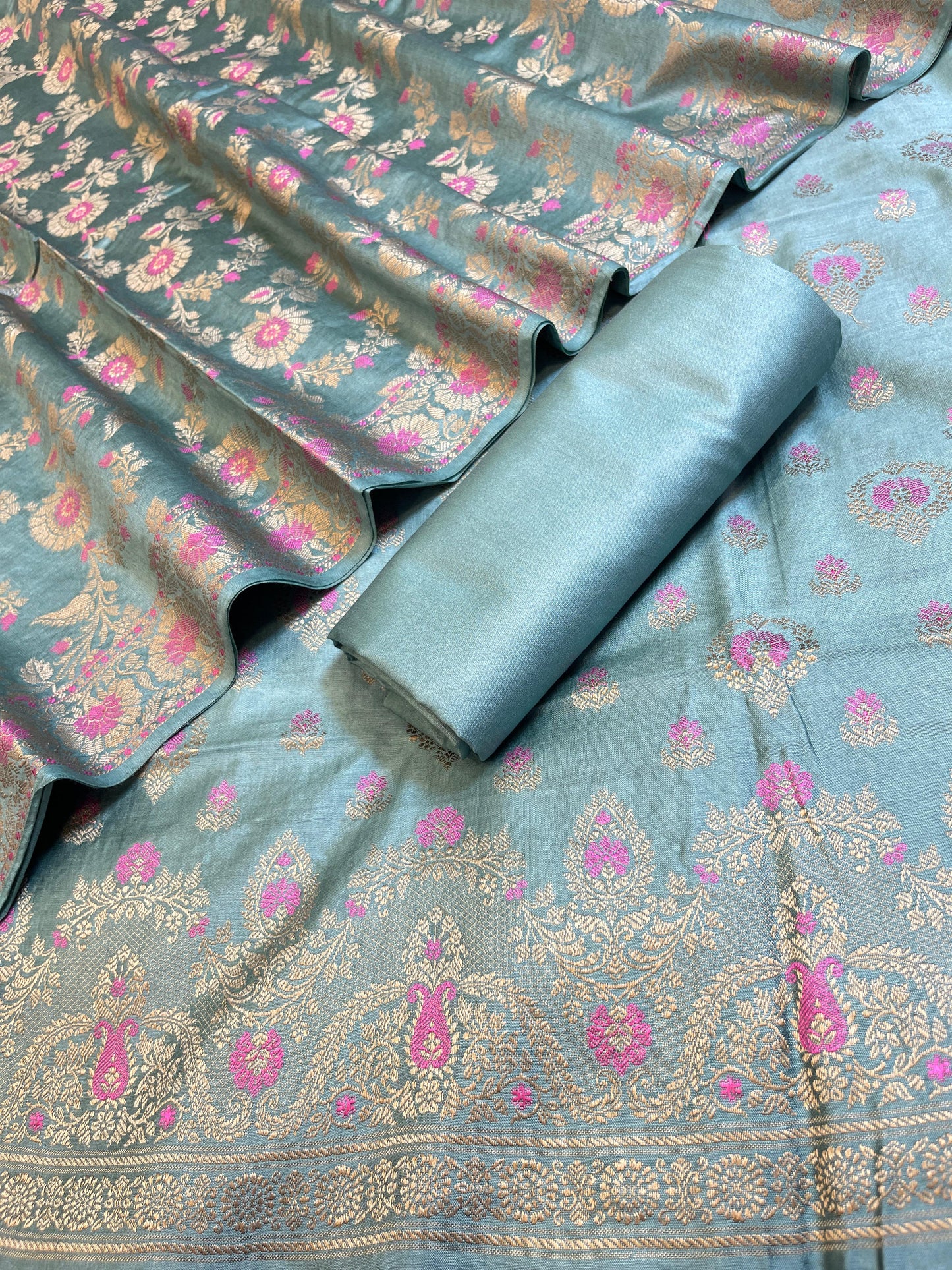 Light Blue Dyable Premium Cotton Resham Minakari Banarasi Suit 950AJ_NC17