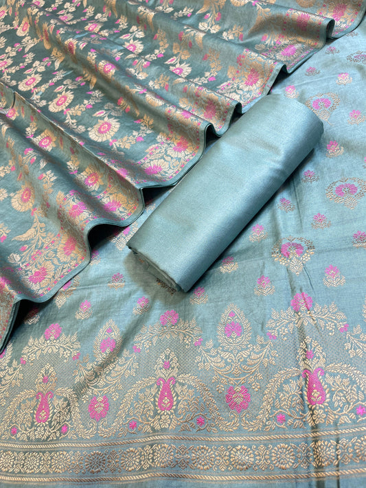 Light Blue Dyable Premium Cotton Resham Minakari Banarasi Suit 950AJ_NC17