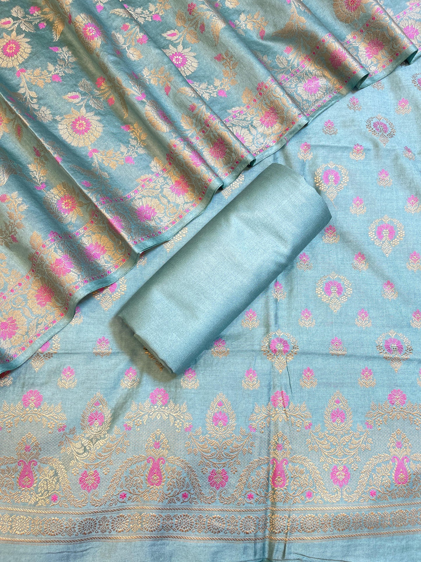 Light Blue Dyable Premium Cotton Resham Minakari Banarasi Suit 950AJ_NC17