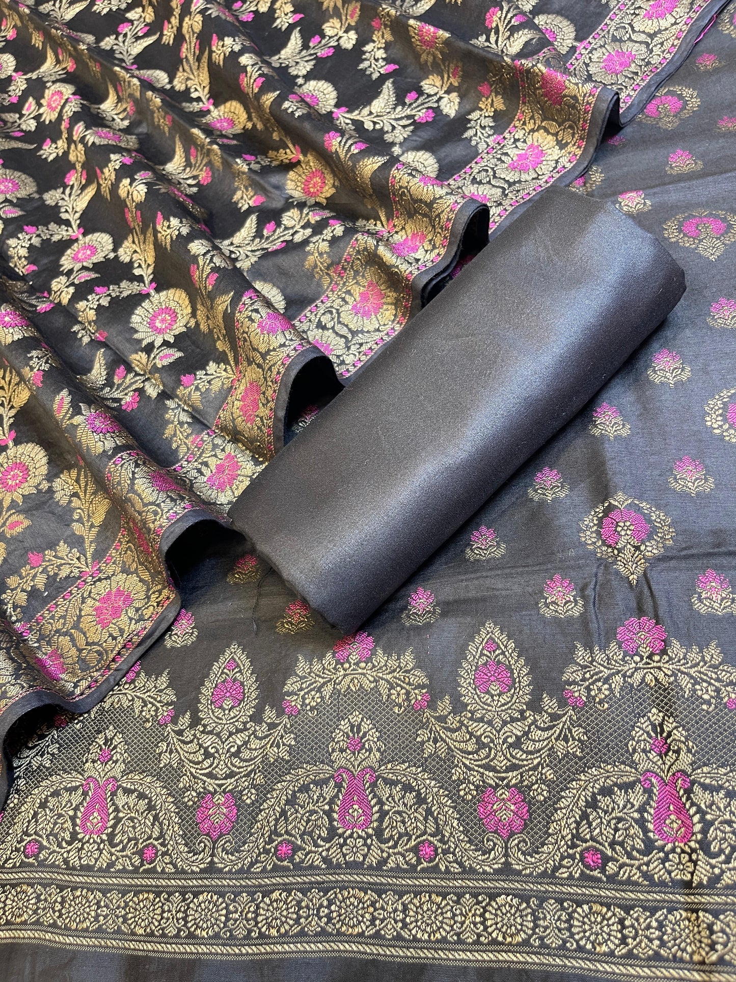 Black Dyable Premium Cotton Resham Minakari Banarasi Suit 950AJ_NC19
