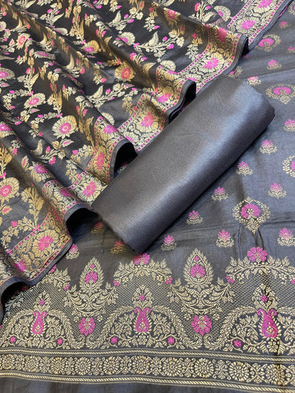 Black Dyable Premium Cotton Resham Minakari Banarasi Suit 950AJ_NC19