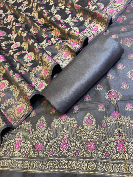 Black Dyable Premium Cotton Resham Minakari Banarasi Suit 950AJ_NC19