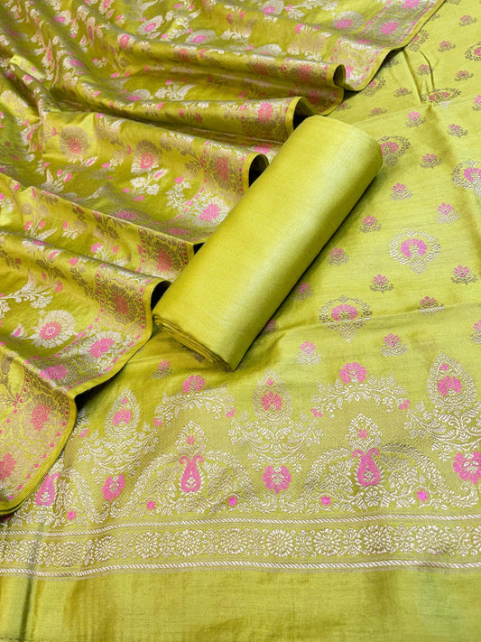 Olive Dyable Premium Cotton Resham Minakari Banarasi Suit  950AJ_NC20