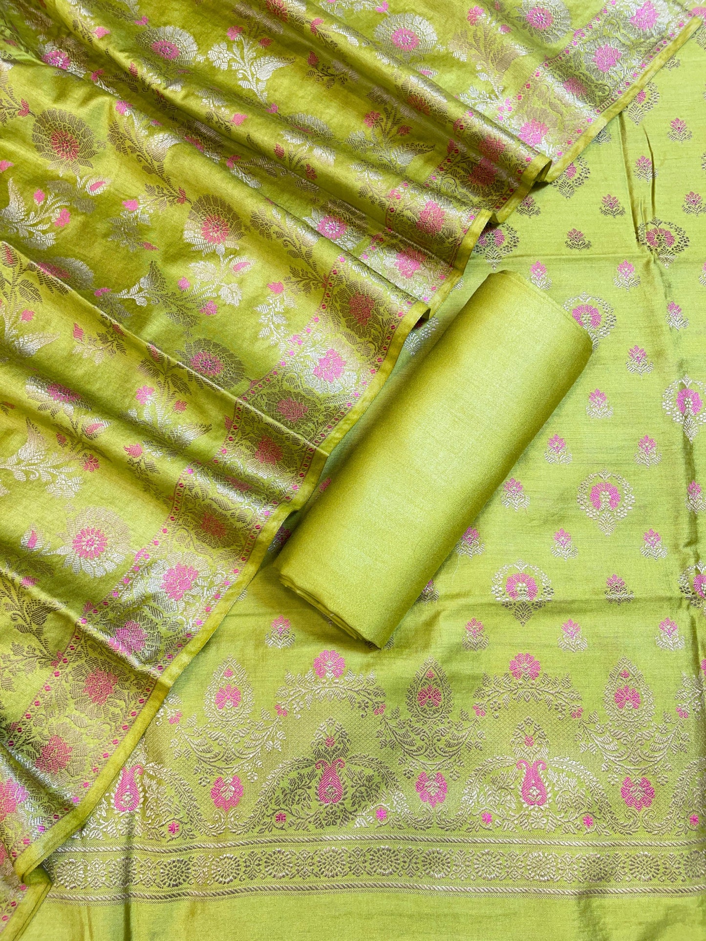 Olive Dyable Premium Cotton Resham Minakari Banarasi Suit  950AJ_NC20