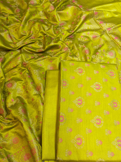 Olive Dyable Premium Cotton Resham Minakari Banarasi Suit  950AJ_NC20