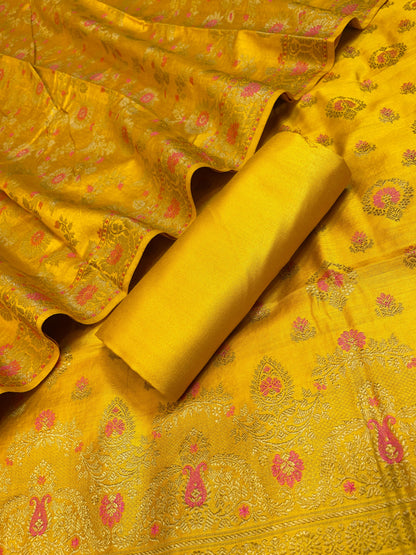 Mustard Gold Dyable Premium Cotton Resham Minakari Banarasi Suit 950AJ_NC22