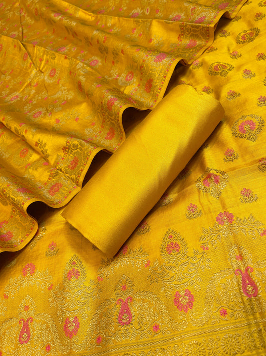 Mustard Gold Dyable Premium Cotton Resham Minakari Banarasi Suit 950AJ_NC22