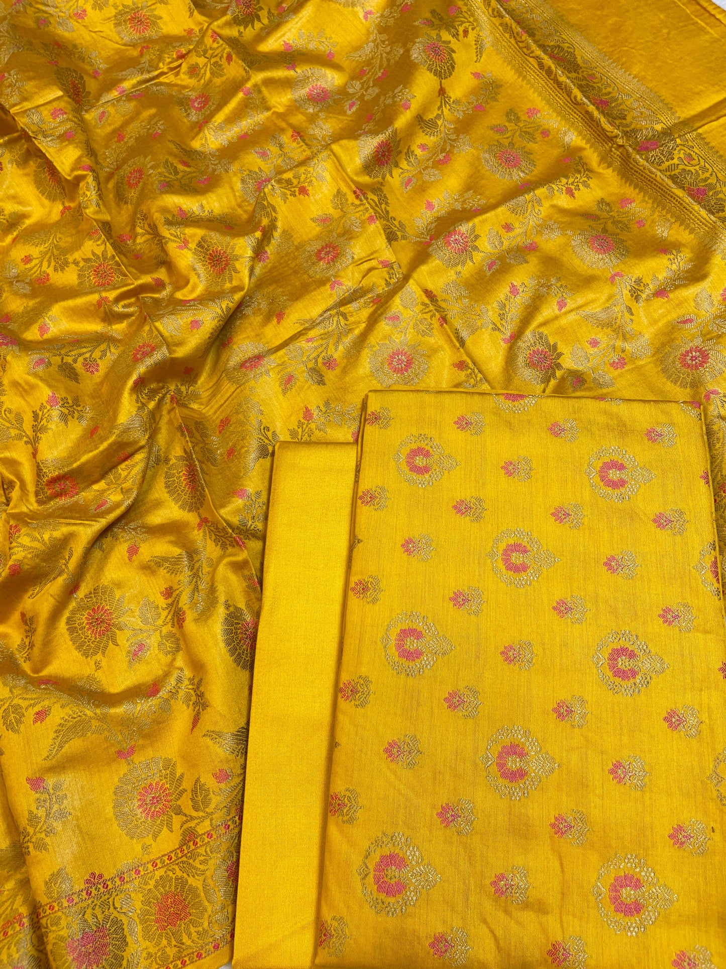 Mustard Gold Dyable Premium Cotton Resham Minakari Banarasi Suit 950AJ_NC22