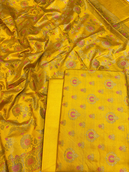 Mustard Gold Dyable Premium Cotton Resham Minakari Banarasi Suit 950AJ_NC22