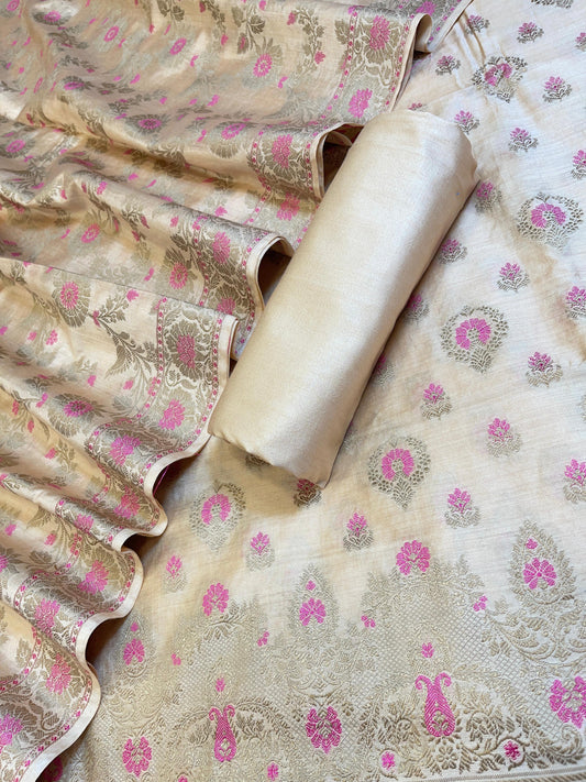 Off white Dyable Premium Cotton Resham Minakari Banarasi Suit 950AJ_NC25