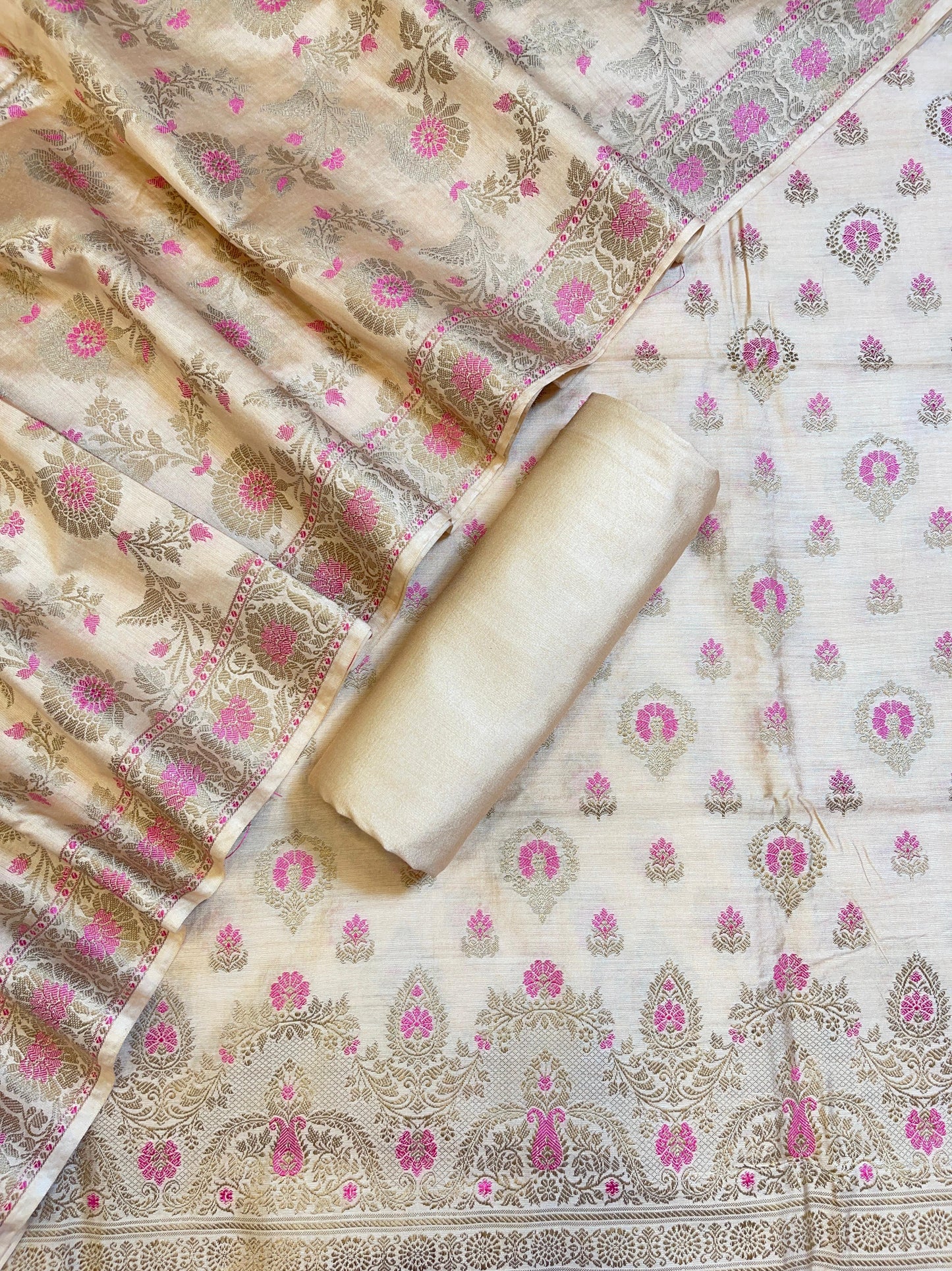 Off white Dyable Premium Cotton Resham Minakari Banarasi Suit 950AJ_NC25