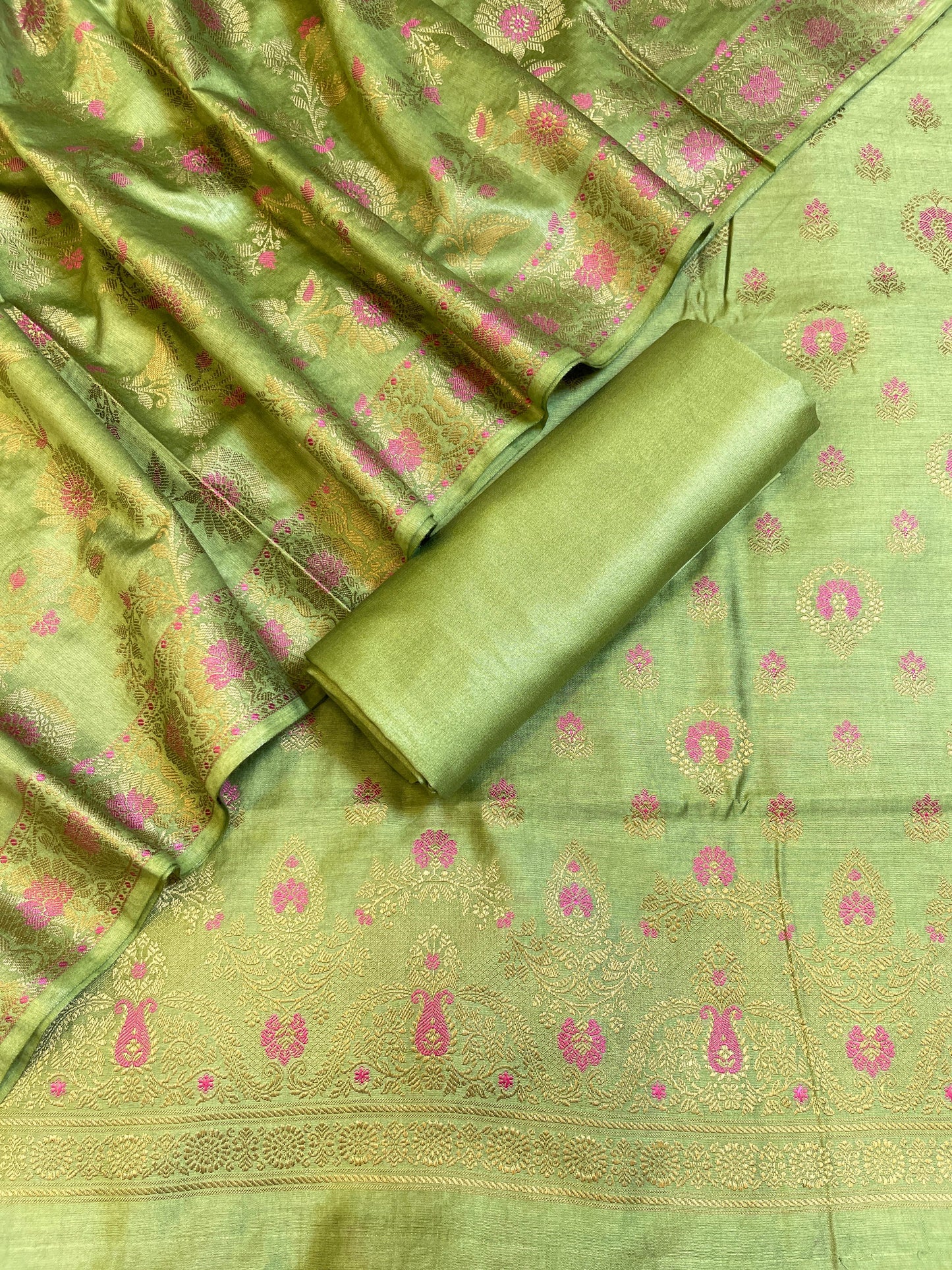 Pistagreen Dyable Premium Cotton Resham Minakari Banarasi Suit 950AJ_NC26