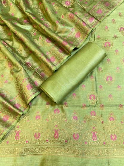 Pistagreen Dyable Premium Cotton Resham Minakari Banarasi Suit 950AJ_NC26