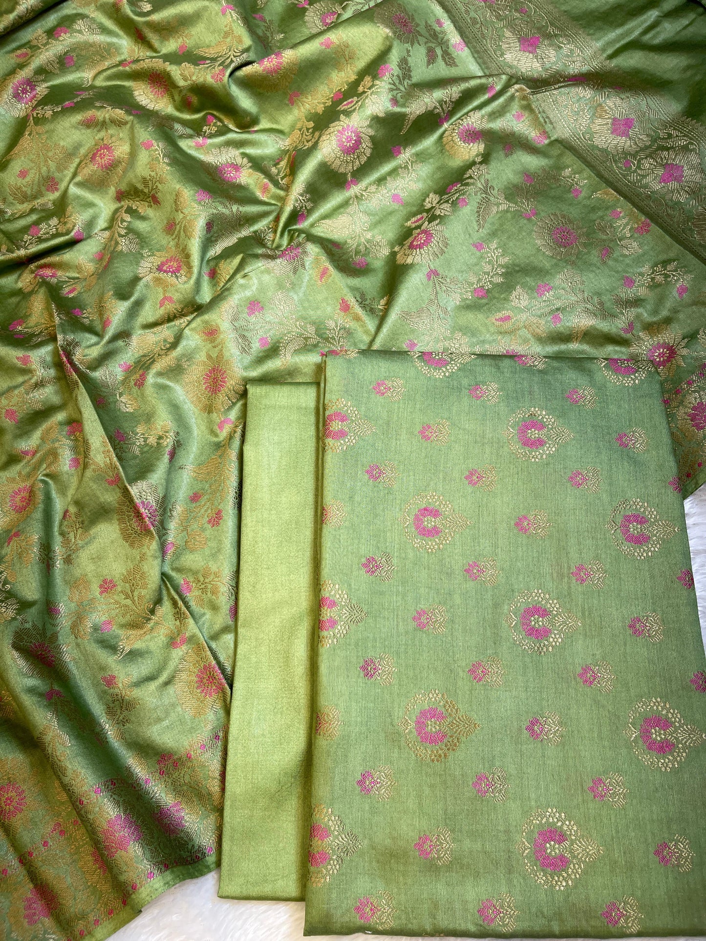 Pistagreen Dyable Premium Cotton Resham Minakari Banarasi Suit 950AJ_NC26
