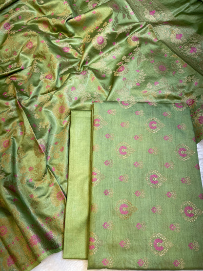 Pistagreen Dyable Premium Cotton Resham Minakari Banarasi Suit 950AJ_NC26