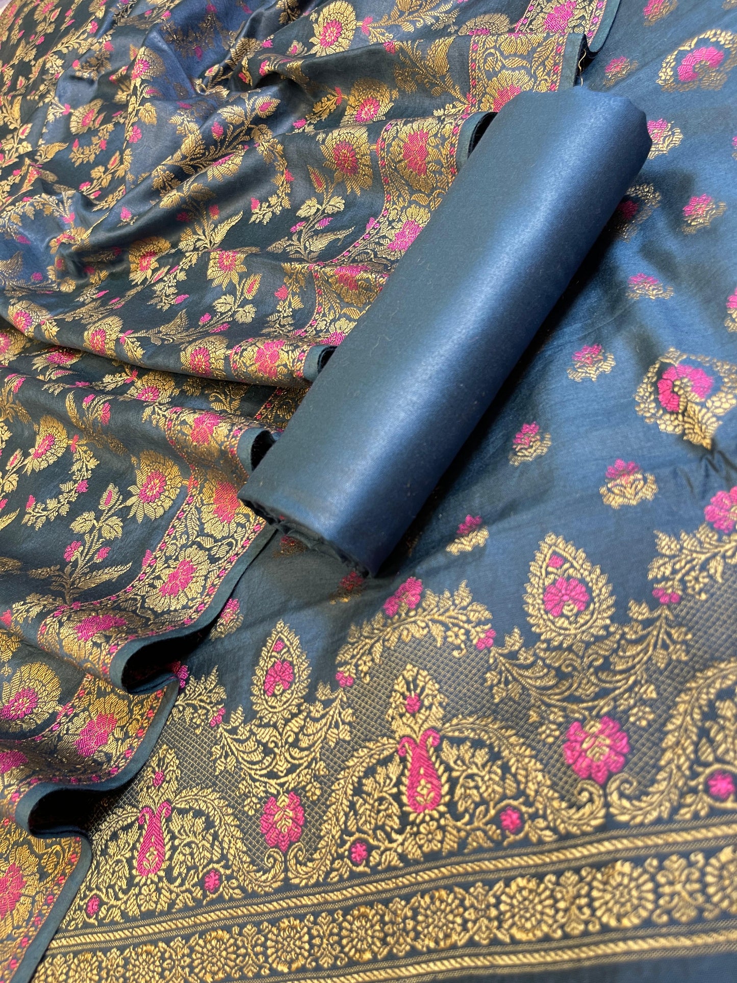 Navy Blue Dyable Premium Cotton Resham Minakari Banarasi Suit 950AJ_NC27