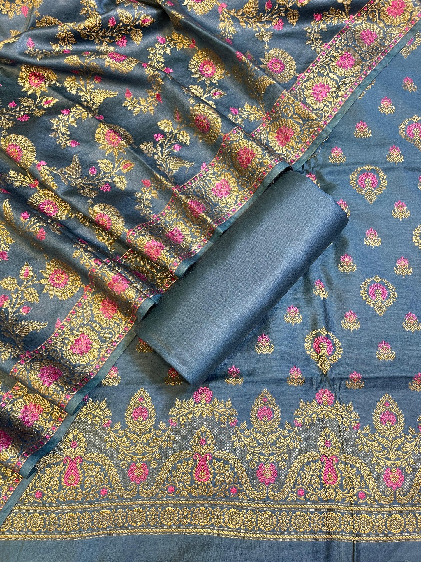 Navy Blue Dyable Premium Cotton Resham Minakari Banarasi Suit 950AJ_NC27