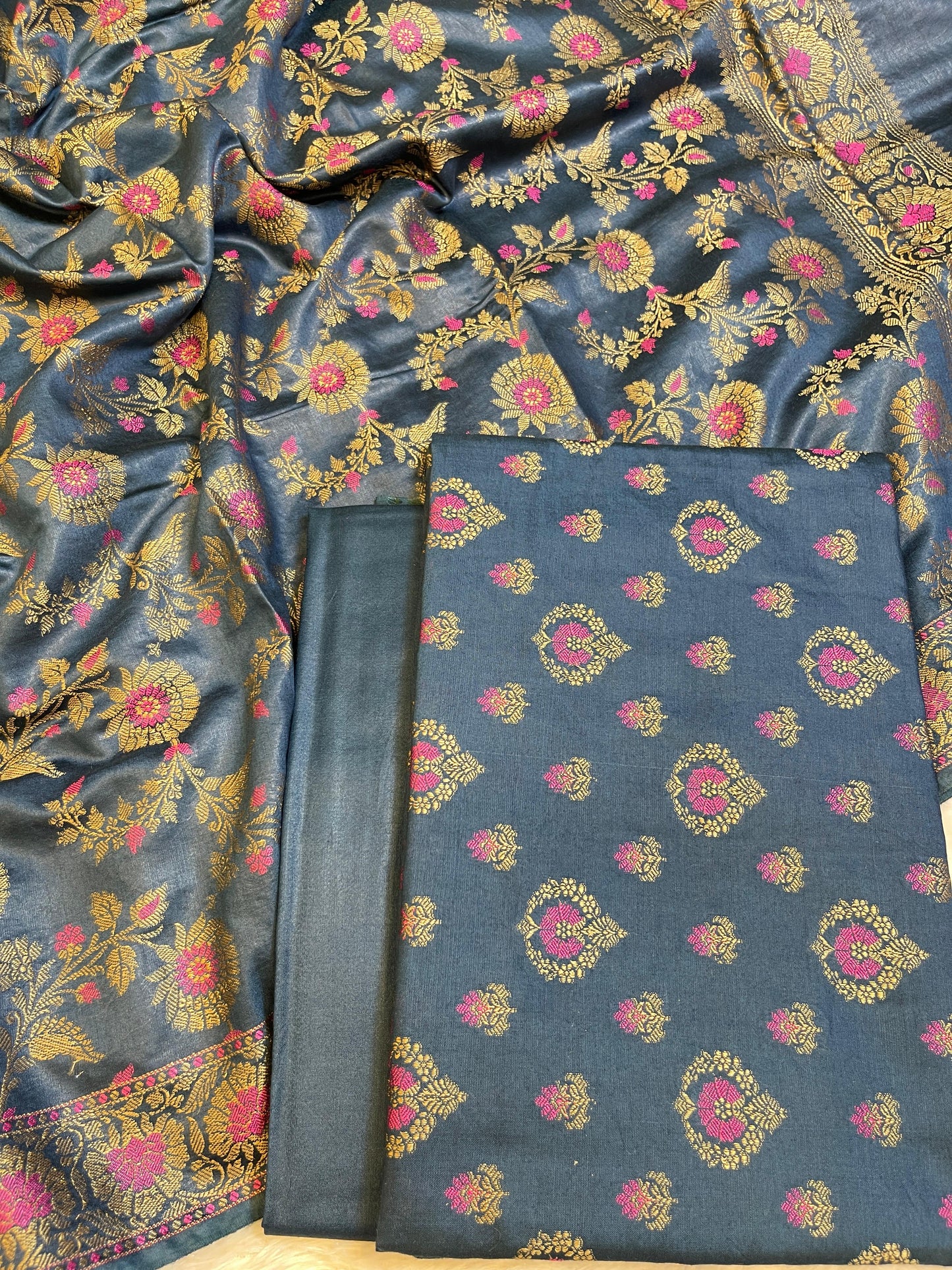 Navy Blue Dyable Premium Cotton Resham Minakari Banarasi Suit 950AJ_NC27