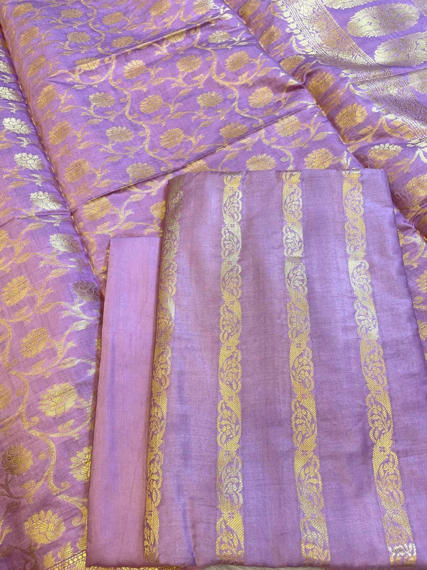 Light Purple Cotton Dyable Floral Zari Stripe Banarasi Suit 950SHL_CS2