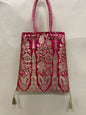 Pink Banarasi Trishaped Hand Bag HBG_9