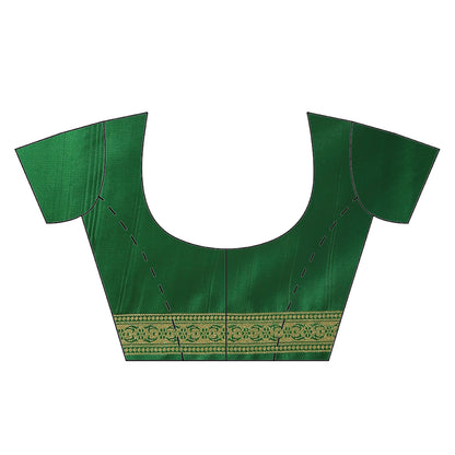 Faishana Presents Orange Mughal Motif Satin Silk Skirt Kadiyal Green Border Banarasi Saree