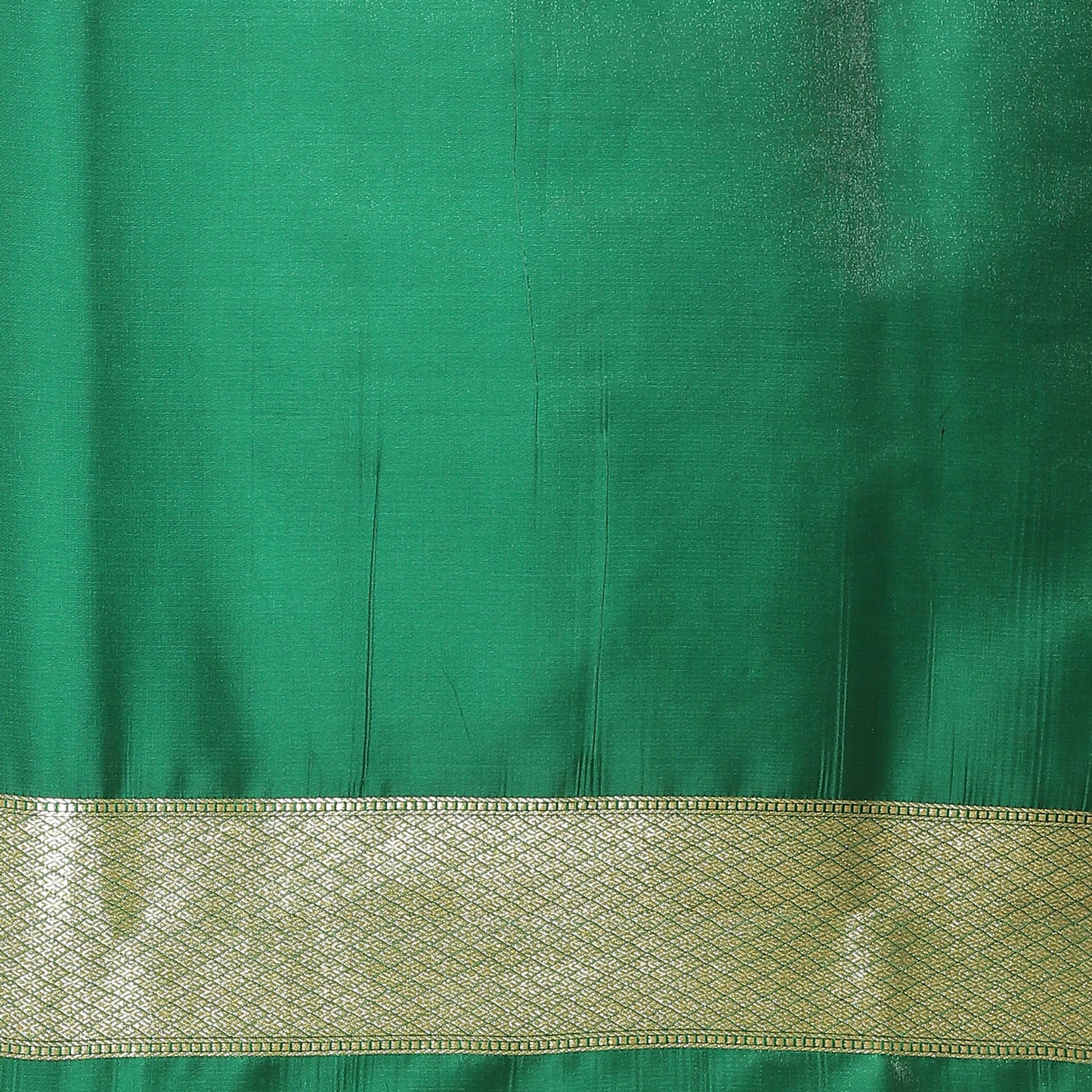 Faishana Presents Orange Satin Silk Zari Boota Paithani Anchal Skirt Border with Green Blouse Banarasi Saree