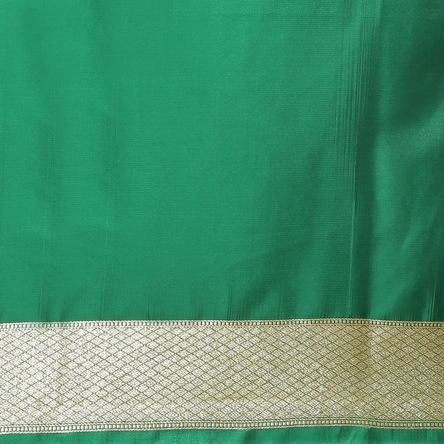 Faishana Presents Purple Satin Silk Mughal Motif Zari Boota Paithani Anchal and Skirt Border with Green Blouse Banarasi Saree