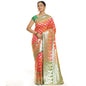 Faishana Presents Peach Mughal Motif Satin Silk Zari Booti Kadiyal Skirt Mustard & Green Border with Green Blouse Banarasi Saree